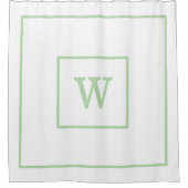 Elegant White &Green Initial Monogram シャワーカーテン (正面)