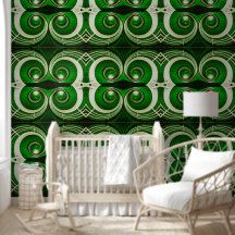 Elegant white green mirrored spiral L-size pattern