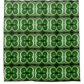 Elegant white green mirrored spiral M-size pattern シャワーカーテン (正面)