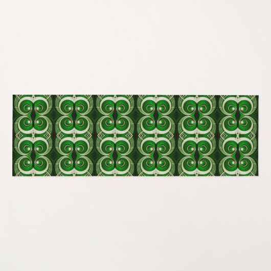 Elegant white green mirrored spiral pattern ヨガマット (正面(横))