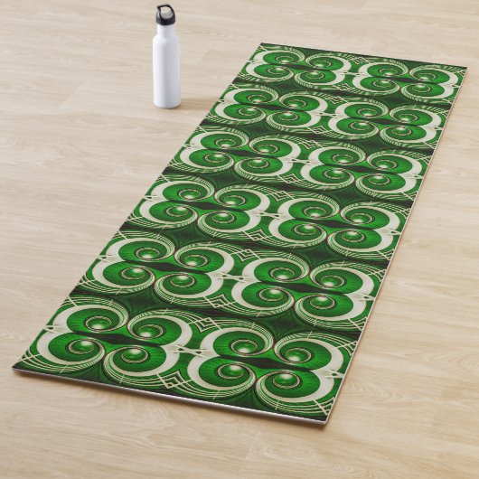Elegant white green mirrored spiral pattern ヨガマット (インサイチュ)