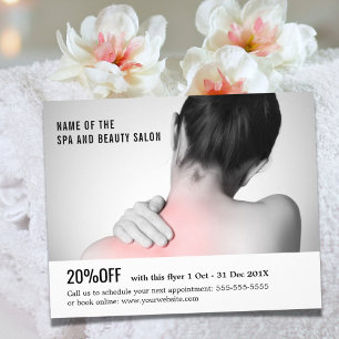 Elegant White Grey Photo Massage Therapist チラシ