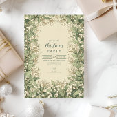 Elegant White Holly Christmas 招待状