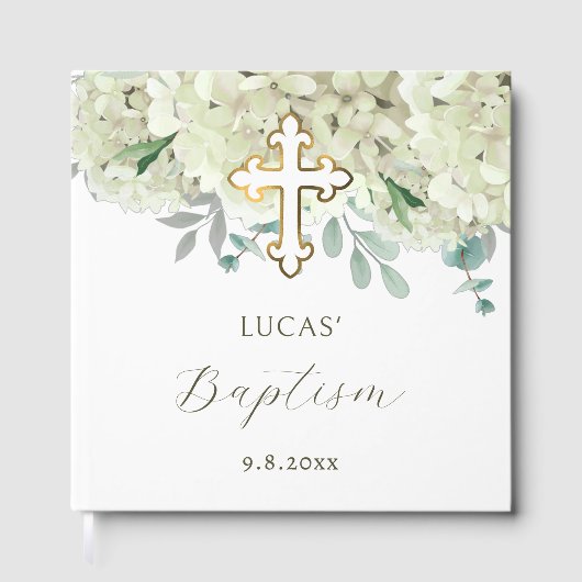 Elegant White Hydrangea Baptism ゲストブック (正面)