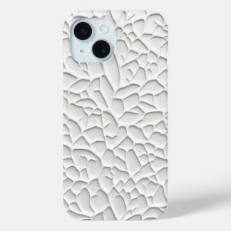 Elegant White iPhone Case with Textured Relief 15ケース