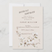 Elegant White & Ivory Blossom Bridal Shower 招待状 (正面)