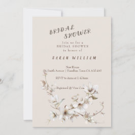 Elegant White & Ivory Blossom Bridal Shower 招待状