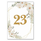 Elegant White Ivory Floral Wedding Birthday Bridal テーブルナンバー (裏面)