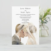 Elegant white ivory grey couple photo Wedding  招待状 (スタンド正面)