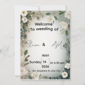 Elegant White Jasmine Floral Wedding Invitation |  招待状 (正面)