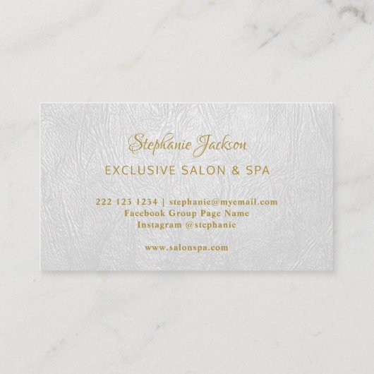 Elegant white leather gold frame professional 名刺 (裏面)