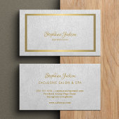 Elegant white leather gold frame professional 名刺