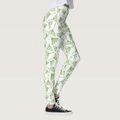 Elegant white leggings with green ginkgo leaf レギンス (右)