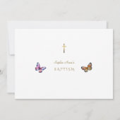 Elegant White Lily Butterfly Girl Photo Baptism 招待状 (裏面)