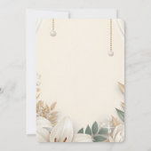 Elegant White Lily & Peony Floral Frame with Gold  招待状 (裏面)