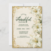 Elegant White Lily Thanksgiving Celebration 招待状 (正面)