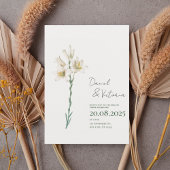 Elegant White Lily Wedding Invitation 招待状