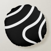 Elegant White Lines on Black Background Abstract ラウンドクッション (裏面)