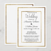 Elegant white luxury gold glamour Wedding 招待状 (正面/裏面)