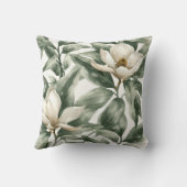 Elegant White Magnolia Botanical Decorative Accent クッション (裏面)
