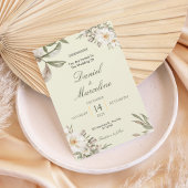 Elegant White Magnolia Floral Wedding Invitation 招待状