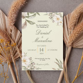 Elegant White Magnolia Floral Wedding Invitation 招待状