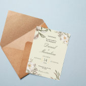 Elegant White Magnolia Floral Wedding Invitation 招待状