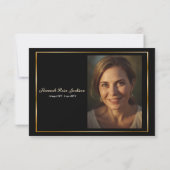 Elegant White Magnolia Gold Black Sympathy Funeral サンキューカード (裏面)