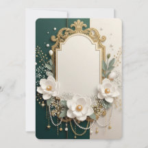 Elegant White Magnolia & Gold Ornate Frame