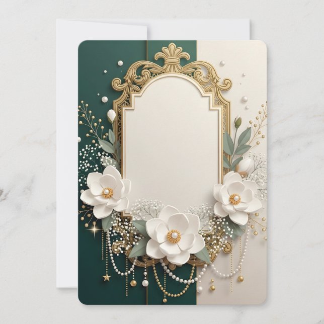 Elegant White Magnolia & Gold Ornate Frame (正面)