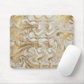 Elegant White Marble and Liquid Gold Swirl Mousepa マウスパッド (マウス)