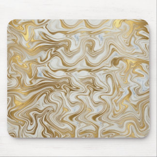 Elegant White Marble and Liquid Gold Swirl Mousepa マウスパッド