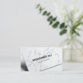 Elegant White Marble Business Card - Modern Minima 名刺 (スタンド正面)