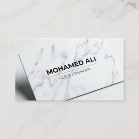Elegant White Marble Business Card - Modern Minima 名刺 (正面)