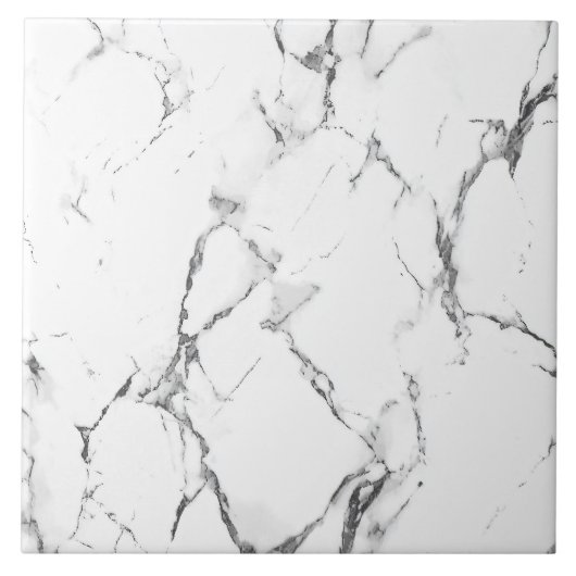 Elegant White Marble Effect Ceramic Tile タイル (正面)