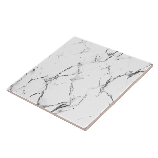 Elegant White Marble Effect Ceramic Tile タイル (側面)
