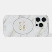 Elegant White Marble & Gold Veins iPhone 16 Pro  iPhoneケース (裏面横)
