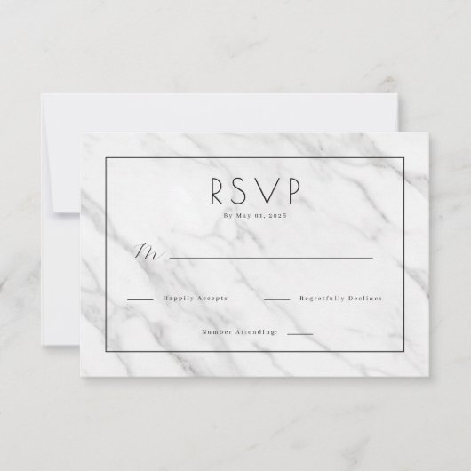 Elegant White Marble RSVP (正面)