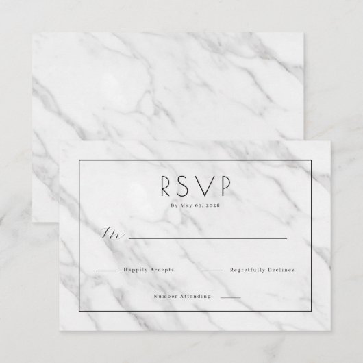 Elegant White Marble RSVP (正面/裏面)