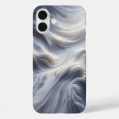 Elegant White Marble Waves Case Soft Flowing Grey Case-Mate iPhoneケース (裏面)