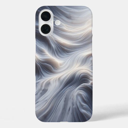 Elegant White Marble Waves Case Soft Flowing Grey Case-Mate iPhoneケース (裏面)