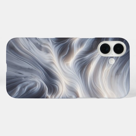 Elegant White Marble Waves Case Soft Flowing Grey Case-Mate iPhoneケース (裏面 (横))