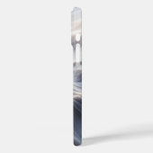 Elegant White Marble Waves Case Soft Flowing Grey Case-Mate iPhoneケース (裏面 / 左)