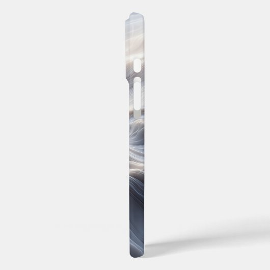 Elegant White Marble Waves Case Soft Flowing Grey Case-Mate iPhoneケース (裏面 / 左)