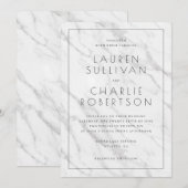 Elegant White Marble Wedding Invitation 招待状 (正面/裏面)