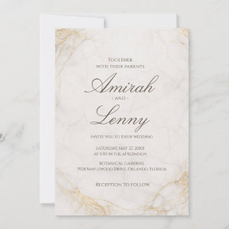 Elegant White Marble Wedding Invitation Background 招待状