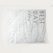 Elegant White Marble Wedding Sign タペストリー (正面(横))