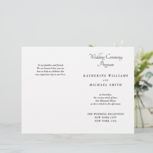 Elegant White Minimal Wedding Programs (スタンド正面)