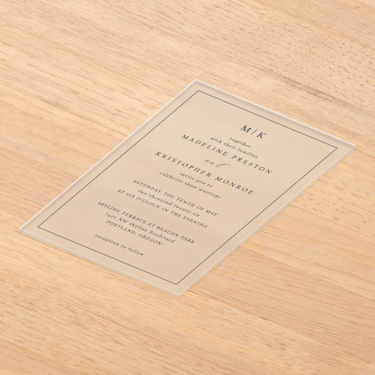 Elegant White Minimalist Calligraphy アクリル招待状 (レイダウン)