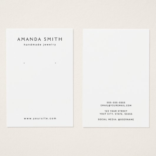 Elegant white minimalist earring display card (正面&裏面)